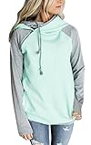 Aitos Pulli Damen Hoodies Damen Pullover Kapuzenpullover Sweatshirt Pulli Zweifarbige Longsleeve Tops Doppelte Kapuzenpulli Casual,C-mintgrün,S