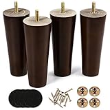 OneSight 15cm Holz Möbelfüße Tischbeine Möbelbeine Eiche 4 Stück Massivholz Konisch Ersatz Möbelfüße Schrankfüße Tischfuß mit vorgebohrten M8 2.5cm Bolzen für Sofa Bett Schrank Couch O