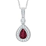 KATARINA  -  Sterling-Silber 925  Sterling-Silber Rundschliff Tropfenschliff   rot Feines Weiß/Top Wesselton (G) - Weiß/Wesselton (H) Rubis D