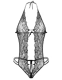 ADOME Tiefer V-Ausschnitt Dessous Neckholder Reizwäsche Reizvolle Lingerie aus Spitze für D