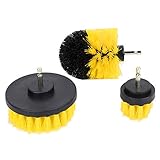 Bohrerbürste, 3-teiliges elektrisches Schrubbe-Set, Bürste zum Schrubben von Elektro-Bohrern, Reinigungsset für Badezimmeroberflächen, Badewannen, Duschen, Autos, Bodenwände, Wandflächen (gelb)
