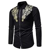 SSBZYES Herrenhemden Herren Langarmhemden Herren Langarmhemden Bedruckte Hemden Herren Casual Slim Fit Formale Hemden Lang