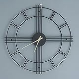Wanduhr Wohnzimmer Nordic Light Luxusuhr, Geräuschlose Uhr Aus Metall Aus Schmiedeeisen, Einfache Wanduhr Für Das Schlafzimmer Zu Hause,Blackb,larg