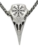 Wikinger Rabe Helm der Ehrfurcht Anhänger Halskette Antik Silber Grau Kette Skandinavisch nordisch keltisch nordisch Rune Talisman S