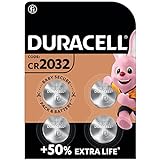 Duracell Specialty 2032 Lithium-Knopfzelle 3 V, 4er-Packung, mit kindersicherer Technologie, für die Verwendung in Schlüsselanhängern, Waagen, Wearables und medizinischen Geräten (CR2032 /DL2032)