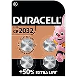 Duracell Specialty 2032 Lithium-Knopfzelle 3 V, 4er-Packung, mit kindersicherer Technologie, für die Verwendung in Schlüsselanhängern, Waagen, Wearables und medizinischen Geräten (CR2032 /DL2032)