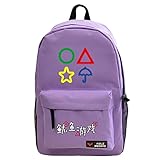 GOTH Perhk Squid Game-Rucksack, hohe Kapazität, Schultasche, wasserdicht, Reise-Laptop-Rucksack für Teenager, Jungen, Mädchen, Unisex, violett, Einheitsgröß