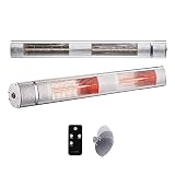 Arebos 3.000 W Infrarot Heizstrahler Silber mit Fernbedienung 3 Heizstufen | Gastro-Bar Heizstrahler Quarzstrahler Terrassenheizer Wickeltischstrahler Wand-H