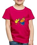 Spreadshirt Die Sendung Mit Der Maus Tanzt Mit Elefant Und Ente Kinder Premium T-Shirt, 122-128, Dunkles Pink