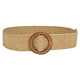 YGUU Hasen Mütze Gefälschter Vintage breiter Taillengürtel Gürtelschnalle Strohholz runder glatter Gürtel Herren Mütze Set (A, One Size)