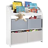 ONVAYA® Kinder-Bücherregal Finn Weiß | Kinderregal mit Boxen | Aufbewahrung von Büchern und Spielzeug | Organizer fü