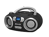 OUTMARK BAIO TRAGBARER CD-Radio-Bluetooth-Player USB AUX-IN MP3 Fernbedienung LCD-Display MIT Blauer Beleuchtung FM-Radio KOPFHÖRERANSCHLUSS 2 x 1,5W RMS Boombox (Black)