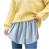 Julhold Layering Fake Top für Frauen Lower Sweep Set Covers Rock Elastische Taille Lässig Mini Spitzenbesatz Extender Unterrock Kleid(01 Hellblau,M)