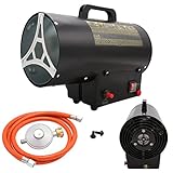EINFEBEN Gasheizgebläse 10 kW Gasheizer für Gasflasche Gasdruckregler 700mbar Wirksame Fläche: 150m² Gasheizgerät Gasheizgebläse Innenbereich,für Baustellen, belüfteten Lagerräumen, Garagen usw