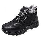 JDGY Plus Samt Schneestiefel Damen Stiefeletten Sportschuhe Winter Warme Gefüttert Snow Boots Rutschfest Thermostiefel Outdoor Ankle Boots Unisex Baumwollschuhe Schnü