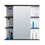 trendteam smart living Badezimmer Spiegelschrank Spiegel California, 60 x 60 x 20 cm in Weiß, Absetzung Rauchsilber mit viel Stauraum und offenem F