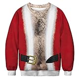 OVERDOSE Weihnachtspullover 3D Unisex Druck Pullover Weihnachten Pullover Ugly Lustige Christmas Sweater Sweatshirt Kapuzenpullover Weihnachtspulli (#015 Rot 2,XXXL)