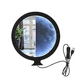 ACBungji Make up Spiegel Mond Wandspiegel mit Licht Rund Mondspiegel Wandleuchte Wandlampe Dekorative Hängenden Spiegel Wand Dekor Nachtlicht für Badezimmer Wohnzimmer Schminktisch, 24