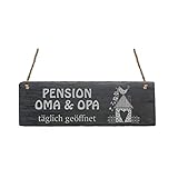 Schiefertafel Schild Spruch Pension Oma & Opa Türschild 22 x 8