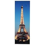Mendler LED-Bild, Leinwandbild Leuchtbild Wandbild, Timer - 100x35cm Eifelturm, flack