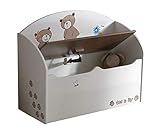 habeig Spielzeugtruhe Bär Truhe Kindertruhe Spielkiste Sitzbank Kiste Kinderbank fü