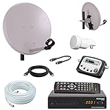 netshop 25 Digital Camping SAT Anlage 40 cm Spiegel + HD Sat Receiver + Digitaler SAT Finder + HD Single LNB + 10m Kab