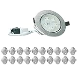 ECD Germany 20er Pack LED Einbaustrahler 9W 230V 682 Lumen Kaltweiß 6000K - Rund - Dimmbar - Schwenkbar 30° - IP44 - Einbauleuchte Deckeneinbauleuchte Deckenleuchte Deckenspot Einbauspot L