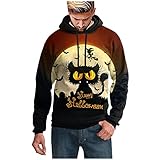 AWDX Unisex Hoodie 17 Farben Grafik Halloween Kostüm Damen Herren Hooded Langarm Sweatshirt mit Taschen Casual Lose 3D Druck Printed Herbst Winter Kürbis Pullover Kapuzenpullover für Jungen M