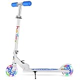 BELEEV Roller Kinder 2 Räder Klappbar Kick Scooter für Mädchen Jungen, 3 Höhenverstellbare Kinderscooter, PU LED-Räder Kinderroller(Blau)