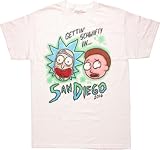 RICK AND MORTY Get Schwifty in San Diego 2016 T-Shirt für Erwachsene, Weiß - Schwarz - XX-Larg