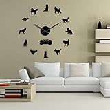 HERWS Wanduhren DIY Große Wanduhr Selbstklebender Aufkleber DIY Riesige Wandkunst Wohnkultur U