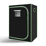 Boeguez Grow Zelt, Grow Tent, Growbox, Growschrank für Homegrow, Indoor Anbauzelt, Growroom, Lichtdicht und Wasserdicht Pflanzzelt, Gewächshaus Zuchtzelt 120x60x180cm Schwarz Grü
