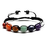 LEEYAN 7 Chakra Naturstein Handgemachte geflochtene Lava Armbänder Männer Frauen Einstellbare Energie Bunte Reiki Heilung Perlen Armb
