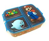 Mario Kinder Brotdose mit 3 Fächern, Kids Lunchbox,Bento Brotbox für Kinder - ideal für Schule, Kindergarten oder F