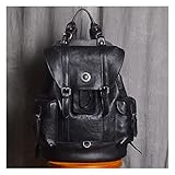 Männer aus echtem Leder Rucksack, Kopfschicht Leder Multifunktionale Laptoptasche, 15 Zoll Büro, Reise Freizeit Computer Tagsack (Color : Black, Größe : 15inchs)