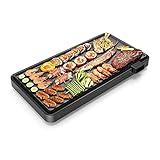 JIAQUAN-SHOP BBQ Grill 6-8 Personen Electric Griddle Grill Indoor Weniger Rauch Nichtstick Korean BBQ Flache Grills Große 5 Thermostat-Modi, 1500W, Schwarz Für Patio Backyard Barbecue Camping