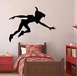 Wandtattoo Peter Pan Cartoon Fly Elf Vinyl Wandaufkleber Schlafzimmer Kinder Mädchen Jungen Zimmer Kinderzimmer Maßgeschneiderte Wandkunst Aufkleber 57x74