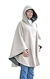 Cape, wendbar, mit Kapuze, 1 Seite aus Fleece und 1 wasserdichte Seite, Beige und Schw