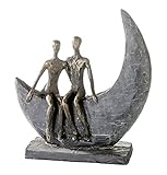 Casablanca - Skulptur Moon Poly bronzefarbene Figur Basis dunkelgrau mit Zertifikat und Spruchanhäng