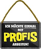 Ich möchte einmal mit Profis Arbeiten 18x12 Funny Blechschild Hängeschild HS562