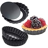 FayTun Tarteform mit Hebeboden, 7 Stück Mini Tartelette Förmchen, Ø 10 cm Mini Quicheform ,Gute Antihaftbeschichtung Pie Form Backform Wellenrand(Mehrweg)