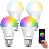 linovum 4er Pack LED Smart Lampe E27 RGB & Farbtemperatur dimmbar App & Sprache - WLAN Light Bulb kompatibel mit Alexa, Google H