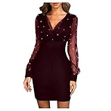 Eaylis Damen Mode Elegant Point Print Kleid Mesh Sexy Retro Kleid Elegantes Party Club Kleid mit V