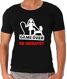 Junggesellenabschied T-Shirt | JGA Herren T-Shirt | Game Over |Sprücheshirt | Junggesellenabschied | Bräutigam | Team Bräutigam | Größe S-XXXL | Hochzeit (XL, Schwarz (Er Heiratet)))