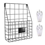 Hjinyu Zeitschriftenhalter Wandhalterung Wand Korb Gartenregal Retro Eisenregal Netzgitter Zeitungshalter Wandkorb für Büro Wohnzimmer Schlafzimmer Badezimmer (Schwarz)