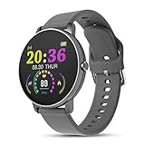 FFF8 wasserdichte Bluetooth Smart Watch Sleep Fitness Monitoring LCD Touch Screen Sport Armbanduhren Smart Bluetooth Uhren (Color : Silver Gray)