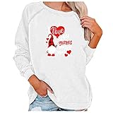GODKS Langarmshirt Tops Damen Letter Drucken Langarm Lose Casual Bluse Longsleeve Hemd Basic Rundhals Einfarbig Longshirt Sport Baggy Longbluse Mode Trendy Langarm Sweatshirt Top