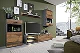 trendteam smart living Wohnzimmer 4-teilige Set Kombination Mango, 246 x 182 x 37 cm Front Old Wood, Korpus und Absetzung Matera mit viel S