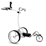 tour-made RT-610S Elektro Golftrolley Golfcaddy mit Lithium Akku Motorbremse schmaler Radstand Modell 2021 Qualität vom Deutschen Fachhändler (White-White)