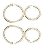 Hobra-Gold 3,6/4,6 cm grosse Creolen Gold 585 Ohrringe Rohr quadratisch Goldcreolen 14 k